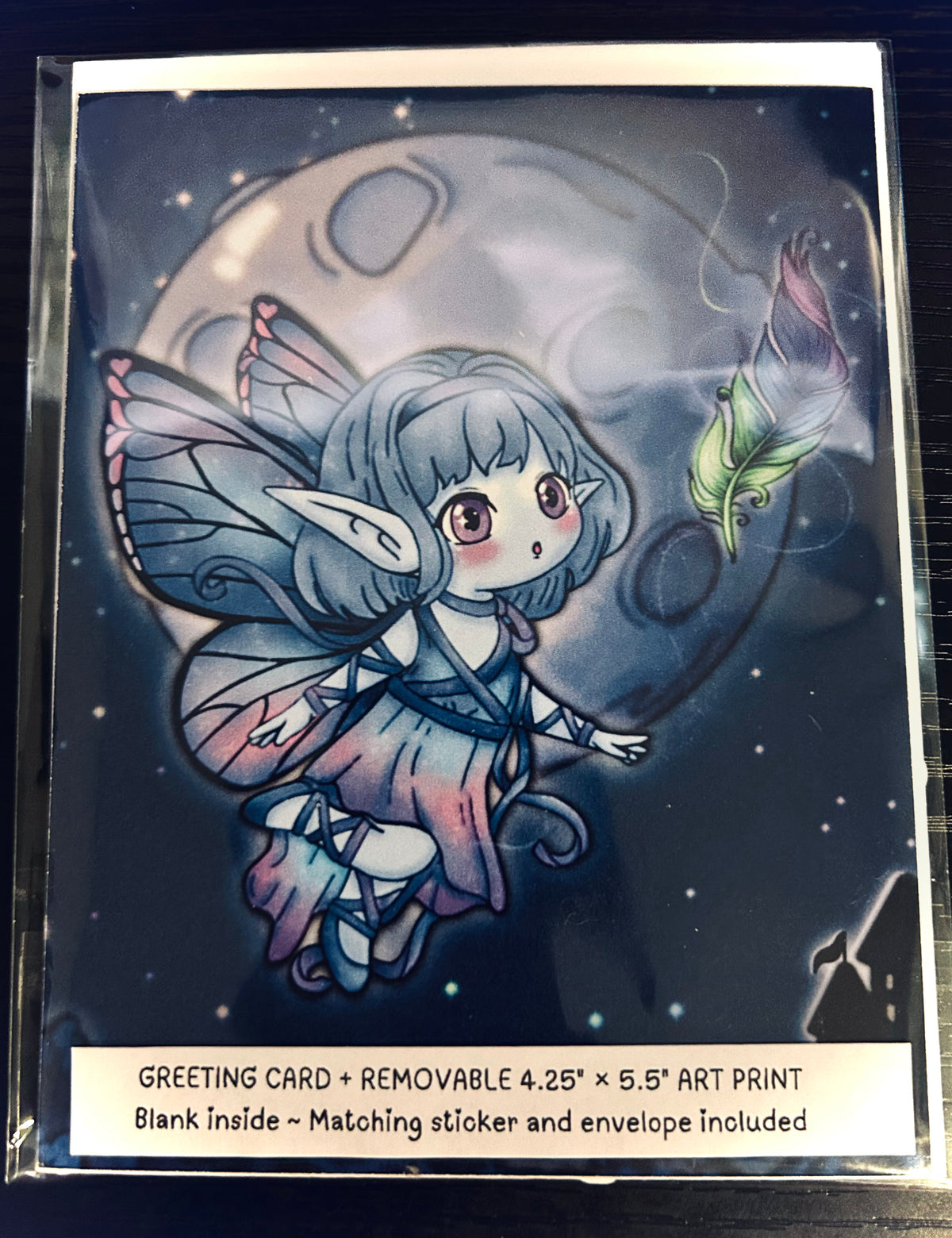 Greeting Card + Removalbe Moonlight Breeze Art Print (4.25 x 5.5) + Sticker - Blank Inside