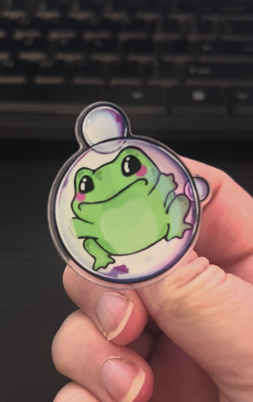 Bubble Trouble Moss Acrylic Pin